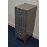 A METAL FIFTEEN DRAWER FILING CABINET and a large metal framed rectangular wall mirror (2)