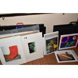 FOUR FOLDERS CONTAINING AUCTION, MUSEUM AND GALLERY PROMOTIONAL POSTERS and a large quantity of