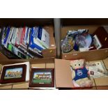 TWO BOXES AND LOOSE LILLIPUT LANE RELATED ITEMS, to include Teddy Bear, collectors plates,