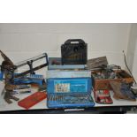 A QUANTITY OF VARIOUS TOOLS, to include a metal tool chest containing hammers, files, chisels etc, a
