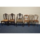 A SELECTION OF VARIOUS PERIOD CHAIRS, to include a heavy 19th Century stained mahogany Hepplewhite