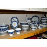A WEDGWOOD BLUE SIAM TWELVE SETTING DINNER SERVICE, (lacks dinner plates, cups and saucers),