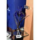 A BOXED SWAROVSKI CRYSTAL PARADISE FLOWER, Damboa Blue Violet, with original receipt and