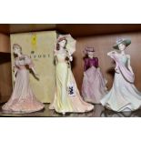 FOUR COALPORT FIGURINES, comprising two Ladies of Fashion 'Vicky' and 'Summer Days' and two matt