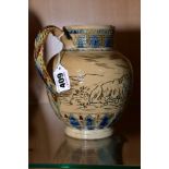 HANNAH BOLTON BARLOW (1851-1916), a Doulton Lambeth stoneware jug, incised with horses and sheep,