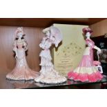 THREE COALPORT FIGURINES, comprising two High Society 'Lady Charlotte' limited edition 592/5000,