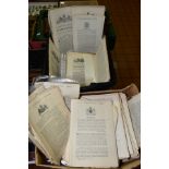 ACTS OF PARLIMENT, two boxes of Local Acts of Parliament in disbound chapters from the reign of
