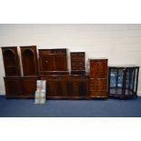 A QUANTITY OF MODERN MAHOGANY FURNITURE, to include a sideboard, length 160cm, bow front display