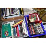 THREE BOXES OF BOOKS, CD'S AND DVD'S etc, book subjects include Biographies, Auto Biographies,