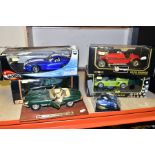 A QUANTITY OF BOXED AND UNBOXED MODERN DIECAST VEHICLES, 1/18 scale sports car models by Hot Wheels,