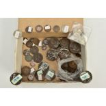 A BOX OF COINS, to include early 20th Century British half penny coins and one penny coins,