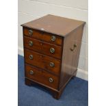 A GEORGIAN AND LATER CHEST OF FOUR LONG GRADUATED DRAWERS, with brass circular drop handles, later