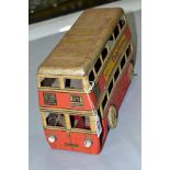 AN UNBOXED BETAL PRE-WAR TINPLATE CLOCKWORK A.E.C. Q TYPE DOUBLE DECKER BUS, in red livery with