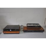 A GOLDRING LENCO GL75 TRANSCRIPTION TURNTABLE, a Marconiphone 25+25 tuner amp and an Akai GXC 38D