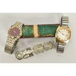 TWO GENTS WRISTWATCHES AND A PAIR OF SOVEREIGN SCALES, to include a 'Timex' gold coloured dial,