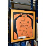 A FRAMED AND GLAZED SIGNED WOLVERHAMPTON WANDERERS FC 2008/09 HOME SHIRT (LIMITED EDITION), bears