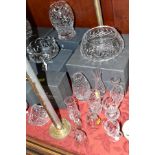 A GROUP OF WATERFORD CRYSTAL AND OTHER CUT GLASS, to include boxed 'Mourne bowl' diameter 13.5cm,