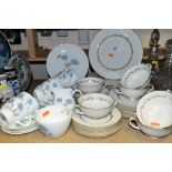 A WEDGWOOD 'ICE ROSE' PATTERN TWENTY ONE PIECE TEA SET, together with Royal Doulton 'Fairfax'