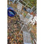 TWO HARDWOOD FOLDING GARDEN LOUNGERS 56cm wide