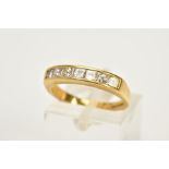 A MODERN 8CT YELLOW GOLD DIAMOND HALF ETERNITY RING, estimated princess cut diamond weight 0.77ct,