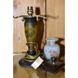 A REPRODUCTION GALLE STYLE TABLE LAMP BASE, Wisteria decoration, height to top of fitting 27cm, a