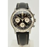 A GENTS BREITLING GENEVE 806 NAVITIMER WRISTWATCH, circa mid 60's, multi function black dial, Arabic