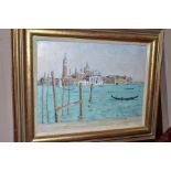 EVELYN ABLESON (1886-1967) 'SAN GIORGIO MAGGIORE', a Venetian scene with gondolas and the