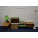 A MID 20TH CENTURY TEAK TILE TOP NEST OF THREE TABLES, together with various other occasional