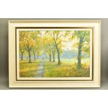JAMES PRESTON (BRITISH CONTEMPORARY) 'CHESTER GREEN, DERBY' an impressionist park landscape,