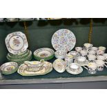 A COPELAND SPODE 'CHINESE ROSE' PATTERN PART DINNER SERVICE, A SMALL QUANTITY OF MINTON HADDON