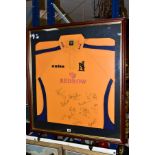 A FRAMED WARWICKSHIRE BEARS T20 CRICKET SHIRT, signed by various players to include Heath Street,