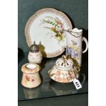 FIVE PIECES OF ROYAL WORCESTER, LOCKE & CO WORCESTER PORELAIN, in blush ivory and ivory grounds,
