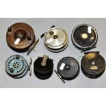 FLY FISHING INTEREST, seven various fishing reels, including Intrepid Rimfly Regular and Gyrex,