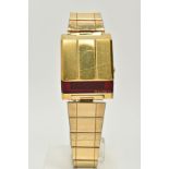 A GENTS BULOVA LED WRISTWATCH, the rectangular case with a red glass digital display signed '