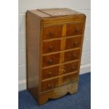 A TALL 1940'S OAK CHEST OF FIVE DRAWERS with hinged top (sd)