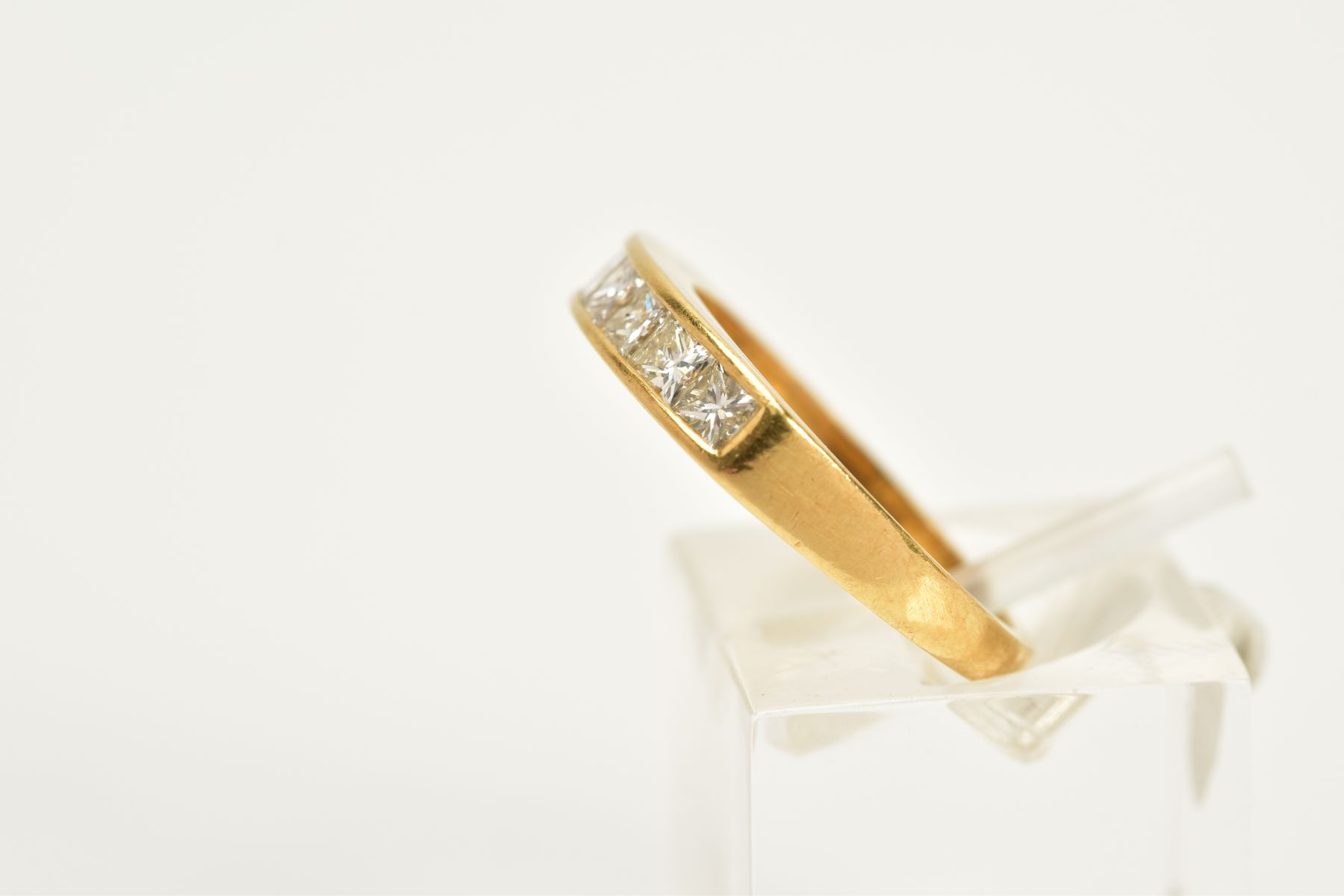 A MODERN 8CT YELLOW GOLD DIAMOND HALF ETERNITY RING, estimated princess cut diamond weight 0.77ct, - Image 2 of 3