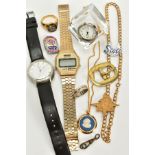 A SELECTION OF ITEMS, to include two gents wristwatches, such as a digital 'Sekonda', rectangular