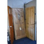 THREE WOODEN DOORS, comprising of a new mahogany external door (no glass), height 204cm x width