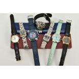 A COLLECTION OF WATCHES TO INCLUDE, a gold Tissot Seastar Seven watch, silvered dial, baton hour