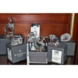 SIX BOXED MODERN WATERFORD CRYSTAL ANIMALS, 'Cat - Looking Up', 'Young Labrador', 'Westie Dog', '