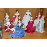 EIGHT ROYAL DOULTON, ROYAL WORCESTER AND COALPORT LADIES, the Royal Doulton comprising 'Elyse, HN