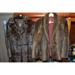 A LADIES RACOON FUR JACKET, having feature self fur pom-pom type fastening, stand up collar and side