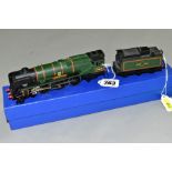 A BOXED HORNBY DUBLO THREE RAIL REBUILT WEST COUNTRY CLASS LOCOMOTIVE, 'Dorchester' No.34042, B.R.