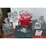 FIVE BOXED MODERN WATERFORD CRYSTAL ITEMS, 'Rocking Horse' (Baby Collectiion with ribbons), 'Lady