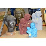 A GROUP OF FIVE LATE 20TH/21ST CENTURY BUSTS AND HALF LENGTH CERAMICS AND OTHER CASTINGS,