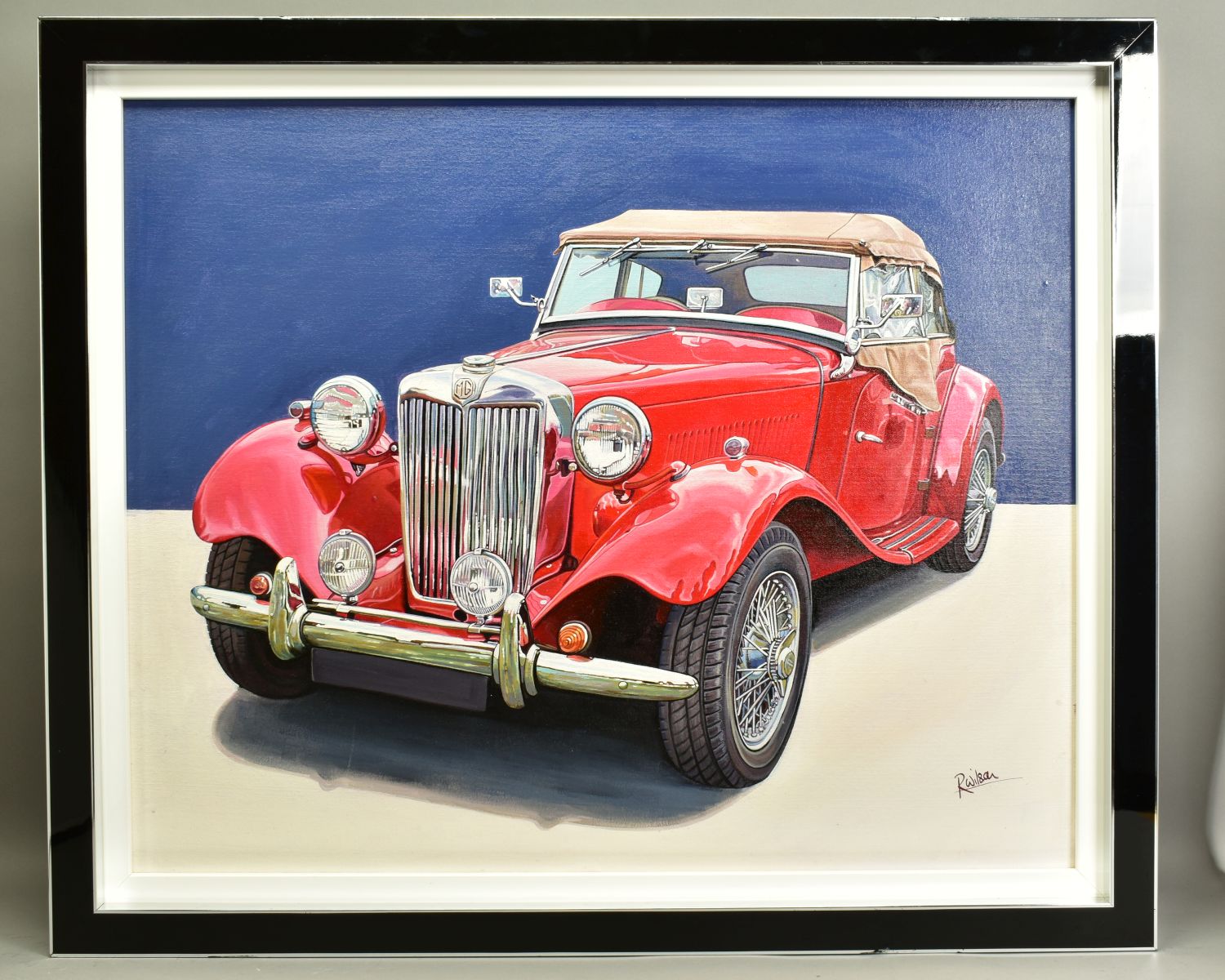 ROZ WILSON (BRITISH CONTEMPORARY), '1954 MG TD MIDGET', a classic British sports car, signed