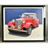 ROZ WILSON (BRITISH CONTEMPORARY), '1954 MG TD MIDGET', a classic British sports car, signed