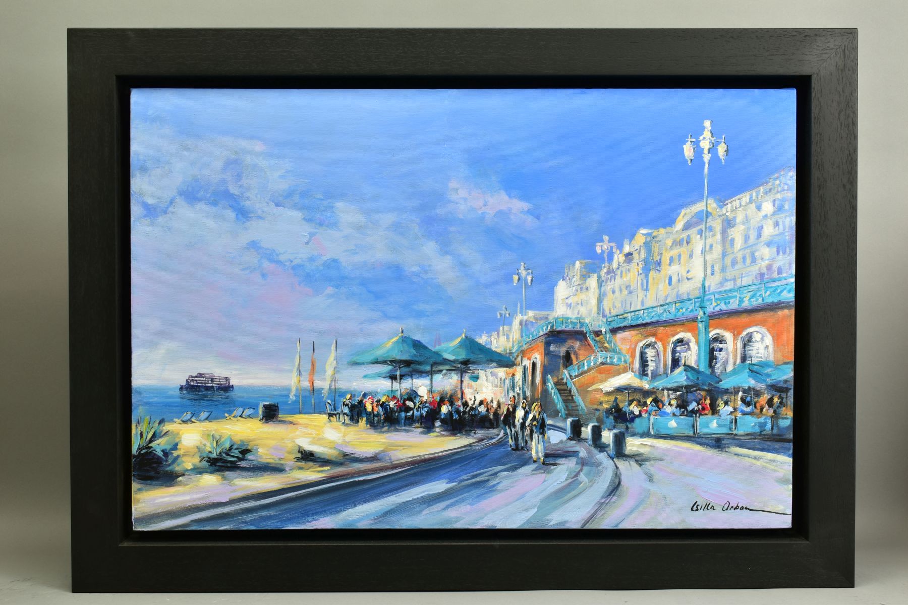 CSILLA ORBAN (HUNGARY 1961), 'Brighton Beach', an impressionist view of the south coast town, signed