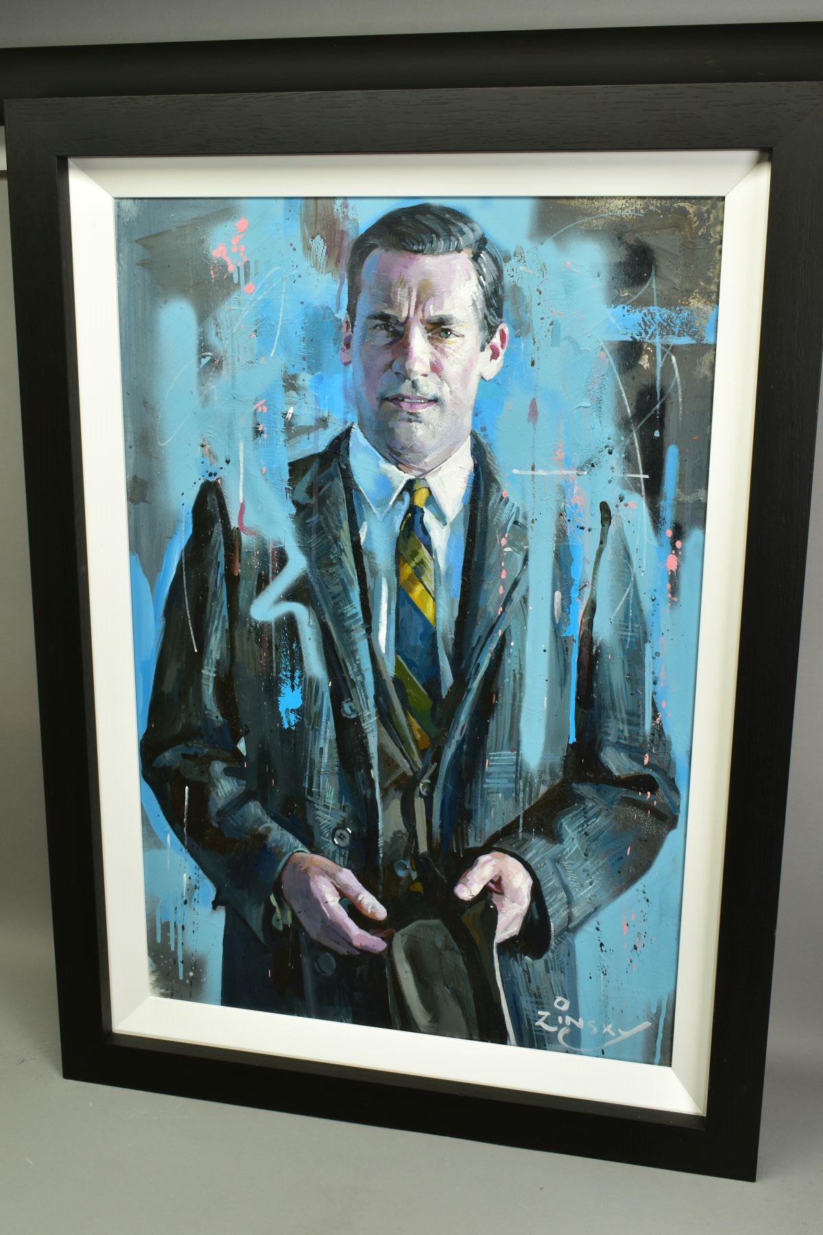 ZINSKY (BRITISH CONTEMPORARY), 'Don Draper', a half length portrait of the Mad Men character, signed - Image 5 of 7