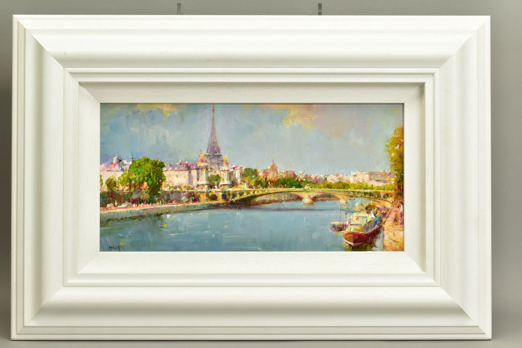 HELIOS GISBERT (SPANISH 1958), 'Parisian Summer', an impressionist view of Paris, signed bottom